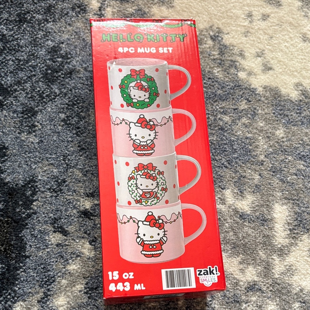Hello Kitty‎ Zak! 4-Piece Holiday Mug Set NEW Sanrio Christmas Collectible